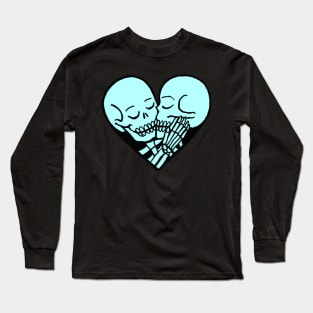 Aqua Skeleton Heart Long Sleeve T-Shirt